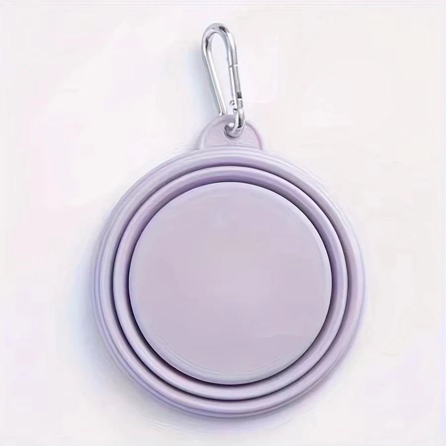 Hanging Dog Pet Folding Silicone Bowl 350ml Outdoor Travel Portable Food Water Container Feeding Tray Bowl Macaron Color Supplie