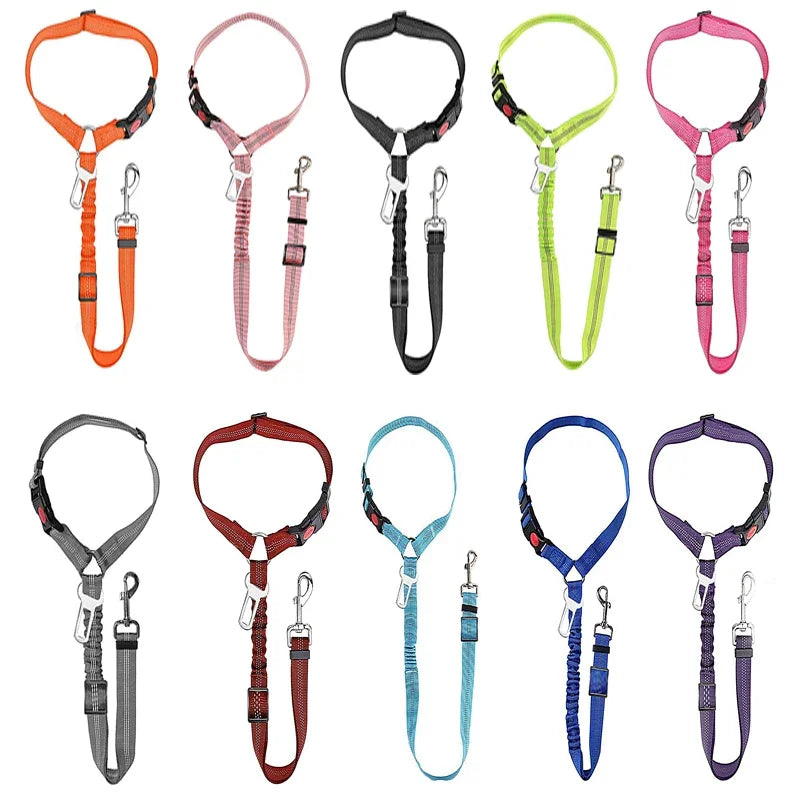 New Solid Two-in-one Pet Car Seat Belt Dog Harness Leash BackSeat Safety Belt Adjustable for Kitten Dogs Collar Pet Accessories