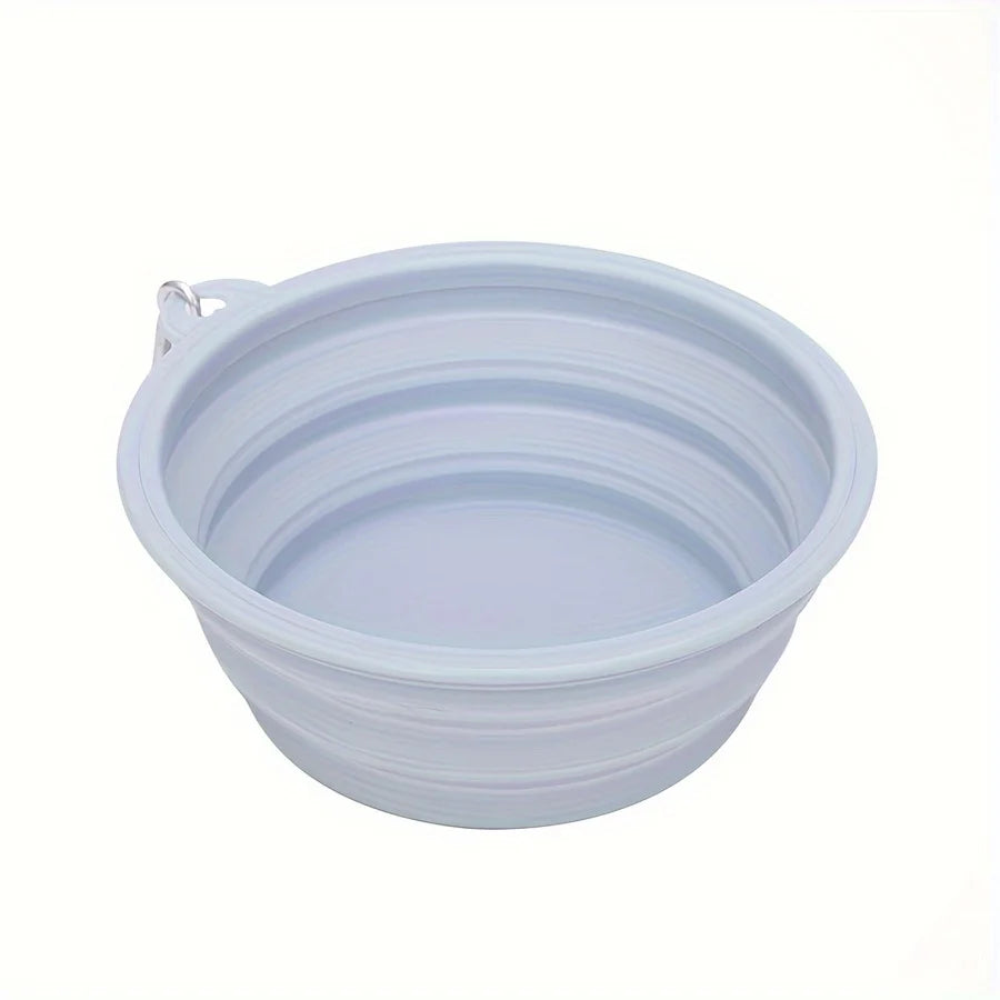 Hanging Dog Pet Folding Silicone Bowl 350ml Outdoor Travel Portable Food Water Container Feeding Tray Bowl Macaron Color Supplie