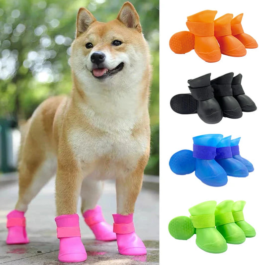 Waterproof Dog Rain Boots (4-Pack)