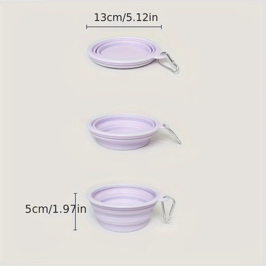 Hanging Dog Pet Folding Silicone Bowl 350ml Outdoor Travel Portable Food Water Container Feeding Tray Bowl Macaron Color Supplie
