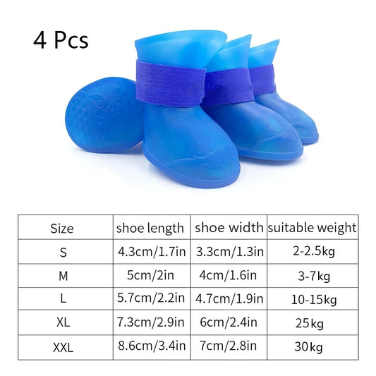 Waterproof Dog Rain Boots (4-Pack)