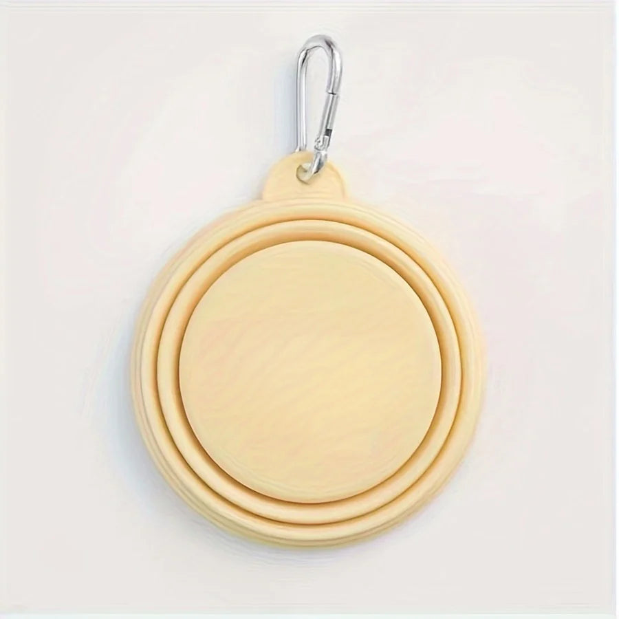 Hanging Dog Pet Folding Silicone Bowl 350ml Outdoor Travel Portable Food Water Container Feeding Tray Bowl Macaron Color Supplie